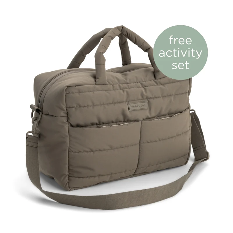 Quiltet pusletaske – Taupe