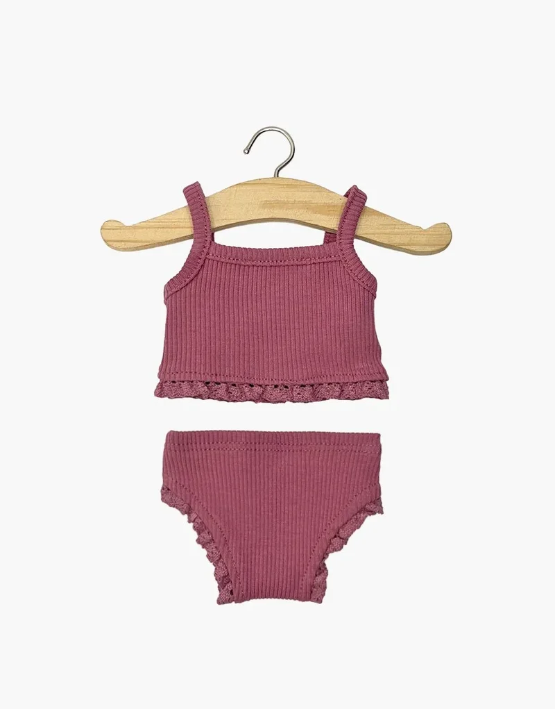 Dessous en maille côtelée - Framboise et sa dentelle