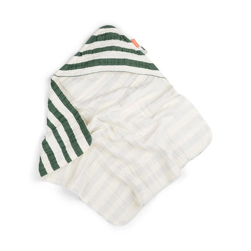 Håndklæde m/ hætte - Stripes - Grøn
