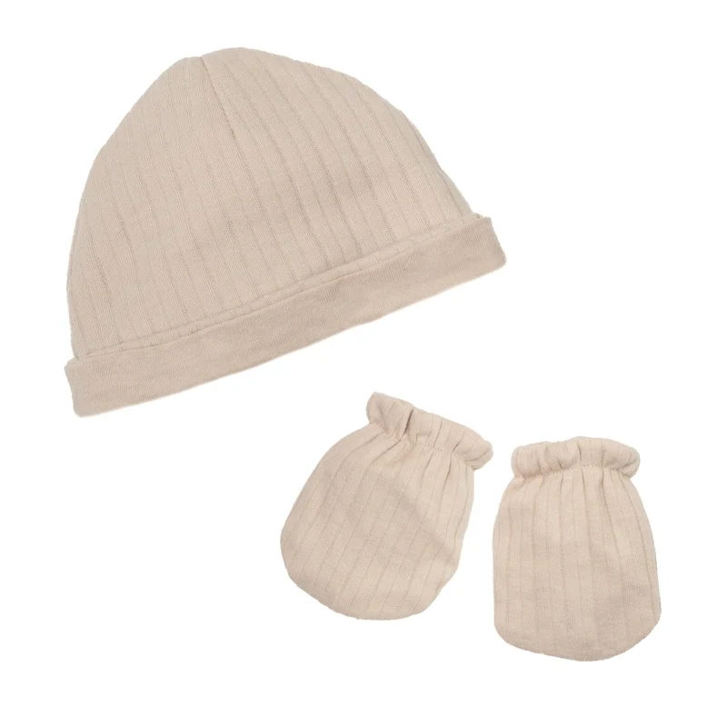 Lot de bonnet et moufles - Sable