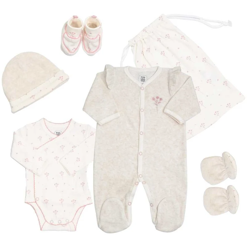 Kit naissance 6 pièces - Fleur Rose