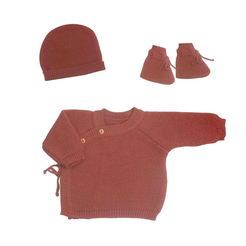 Ensemble Naissance en maille - Terracotta