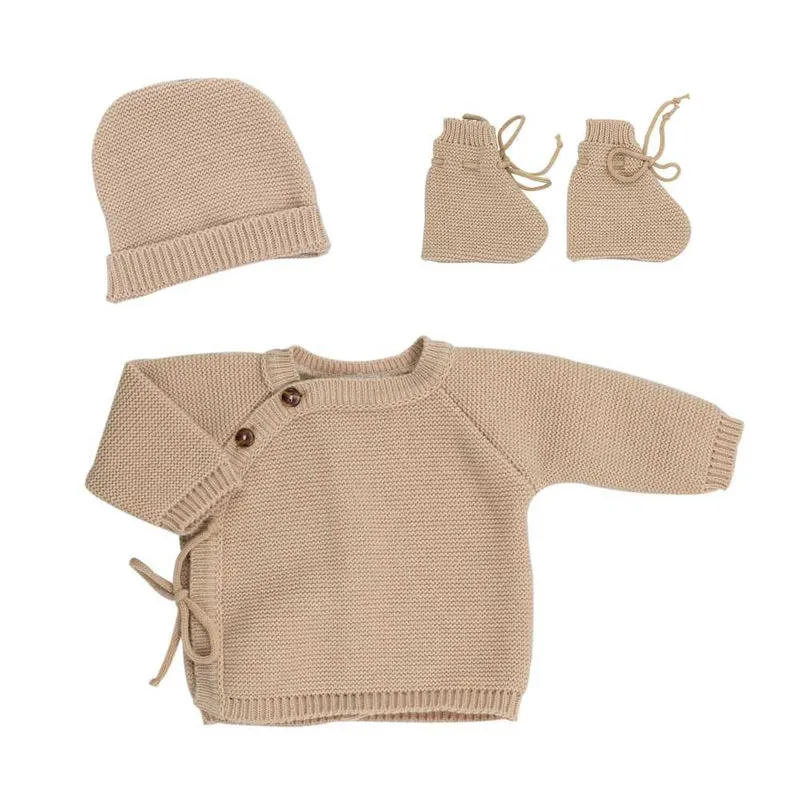 Ensemble Naissance en maille - Caramel