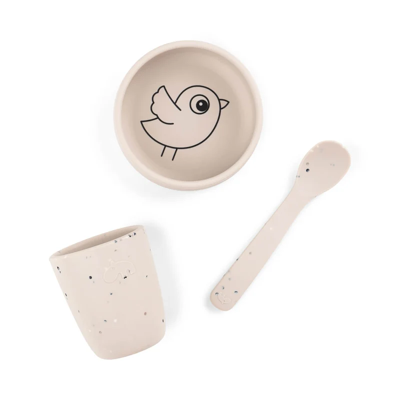 Silikone første spisesæt - Birdee - Sand