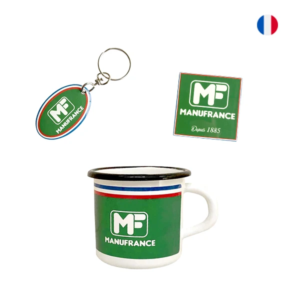 Coffret émaillé Manufrance mug, magnet et porte-clés – Fabriqué en France