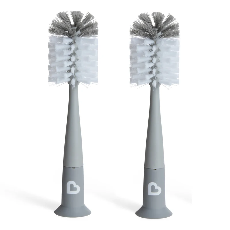 Bristle Bottle Brush, 2 Pack, Grey