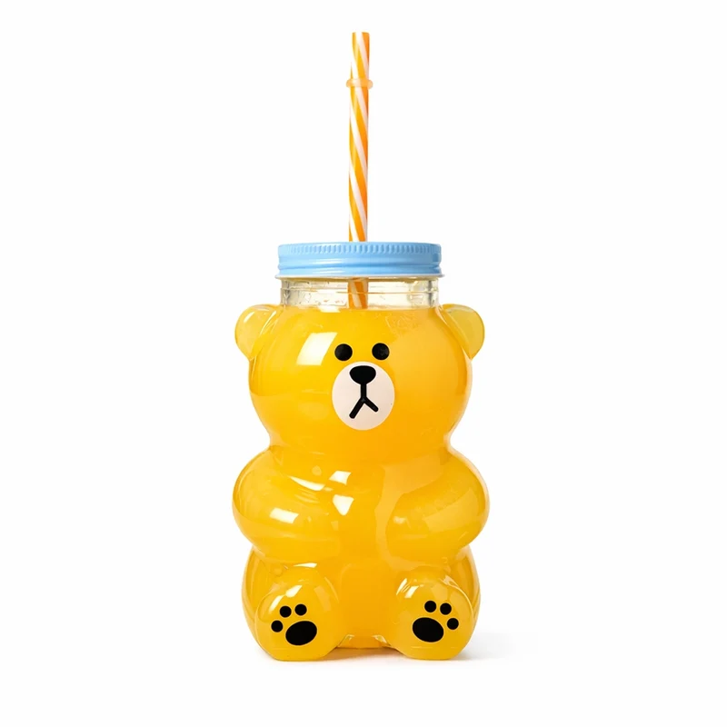 Gourde en Verre Ourson avec Paille