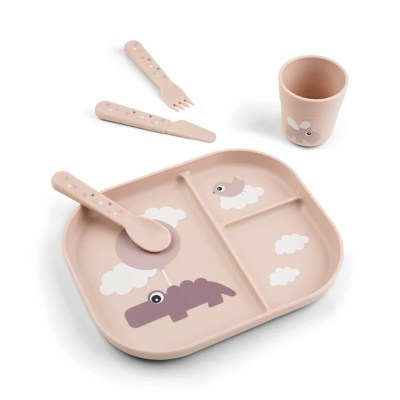 Foodie inddelt tallerken sæt - Happy clouds - Pudder