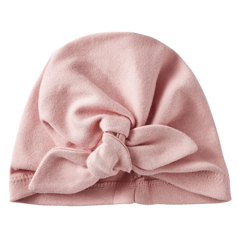 Bonnet naissance - Turban rose thé