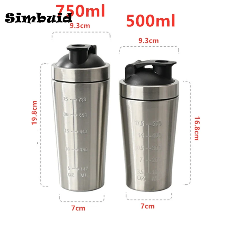 Gourde de sport en inox 500 ml à 750 ml shaker