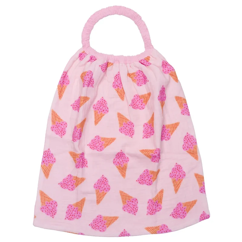 Serviette élastiquée - Cornets de glace / Blush