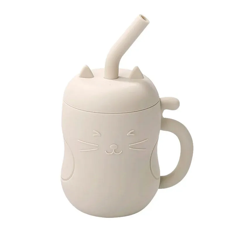 Gourde Enfant Gobelet Chat avec Paille