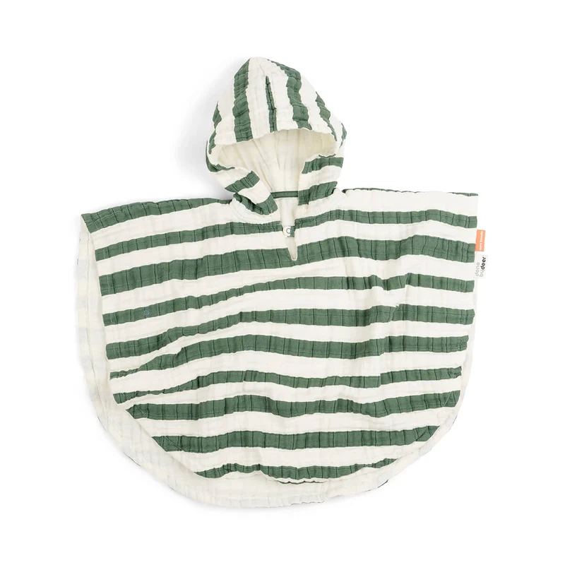 Bade poncho - Stripes - Grøn