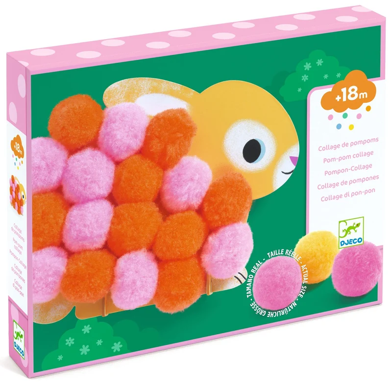 Collage de pompons - Animaux et ronds pompons