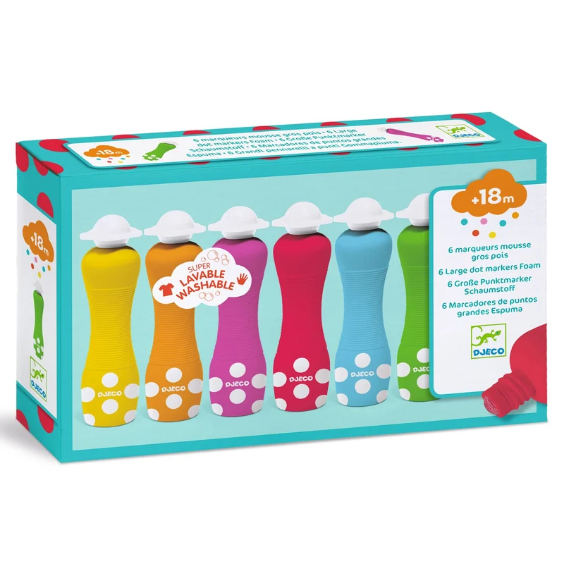6 Marqueurs mousse - Gros pois