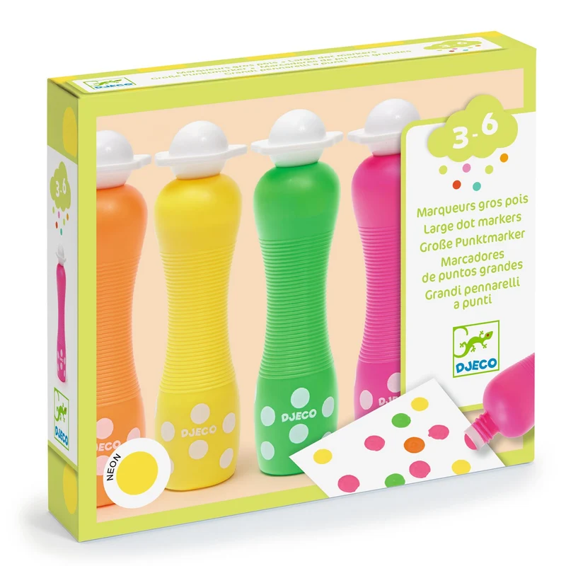 4 Marqueurs gros pois - Fluo
