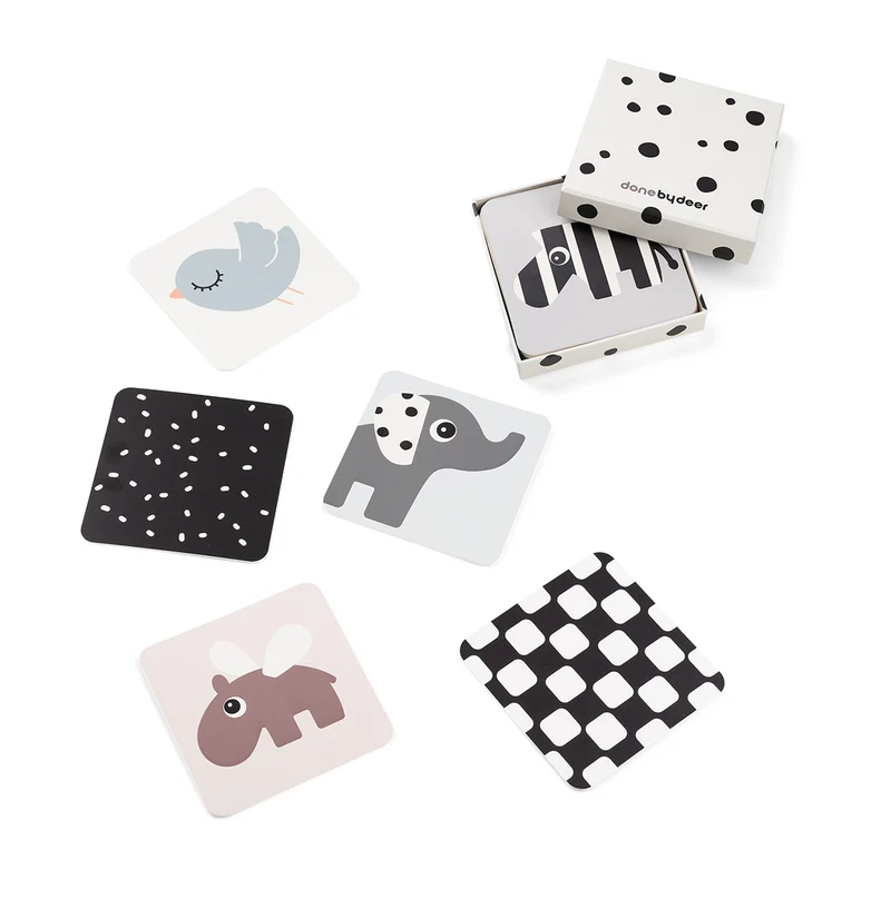 Baby kontrastkort 10 stk. - Deer friends - Farvemix