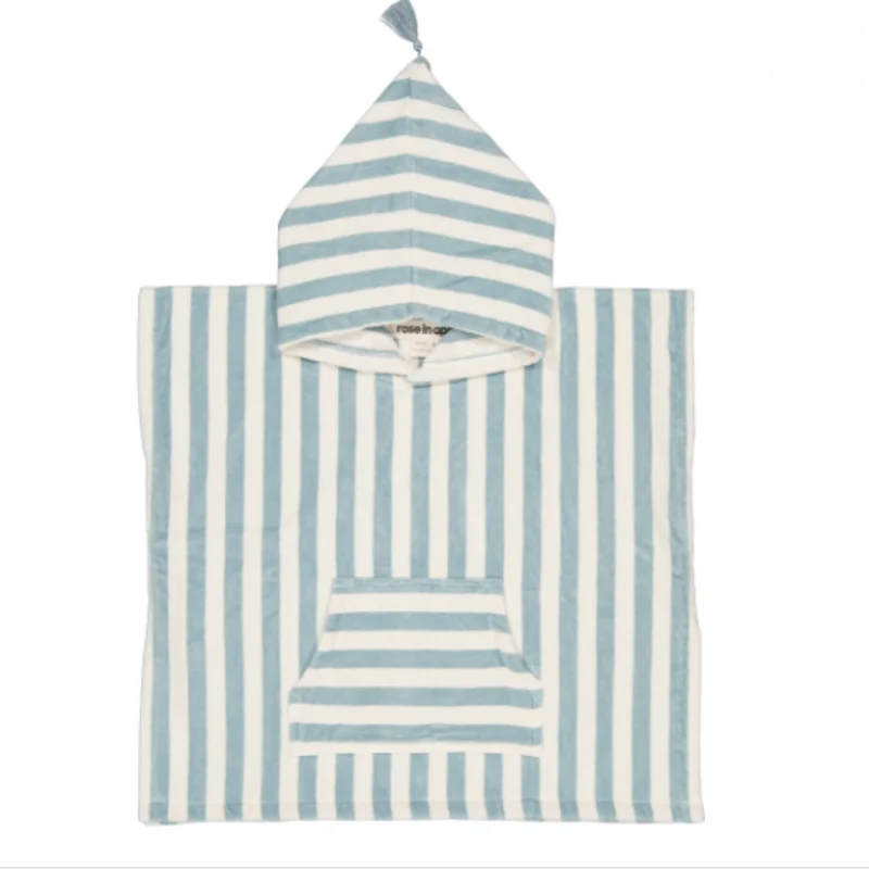 Poncho Suzon Rayures Bleu - Rose In April