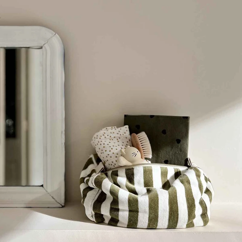 Trousse de Toilette Vic Rayures Kaki - Rose In April