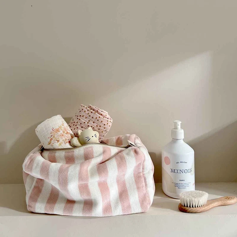 Trousse de Toilette Vic Rayures Light Pink - Rose In Aptil