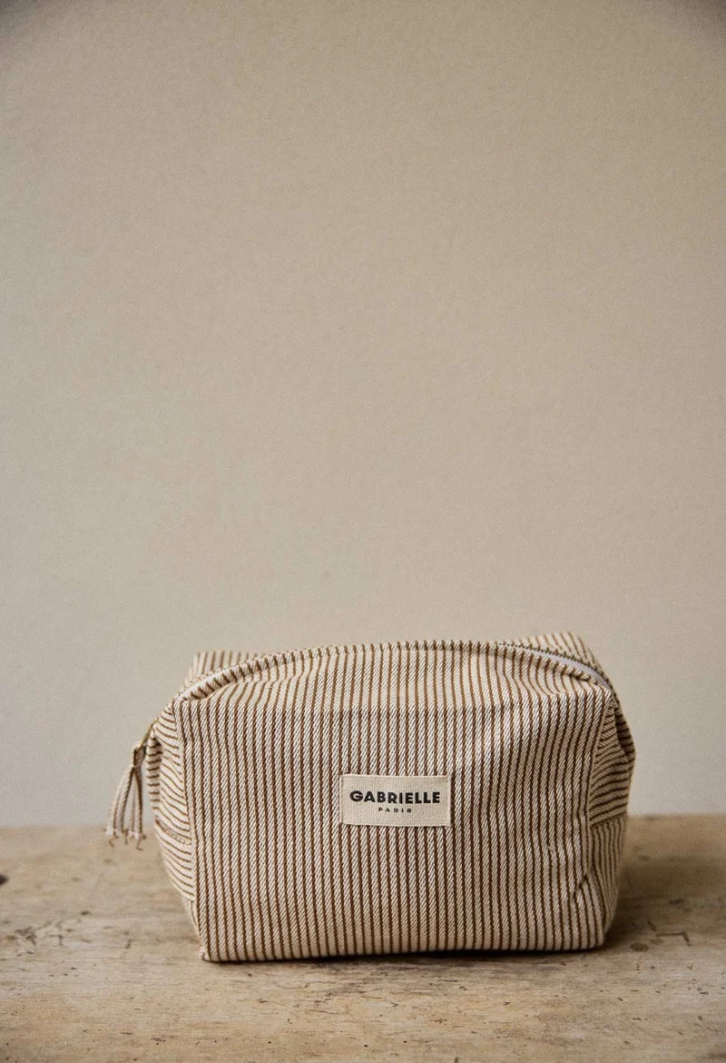 Trousse de Toilette Rayures Argile - Gabrielle Paris