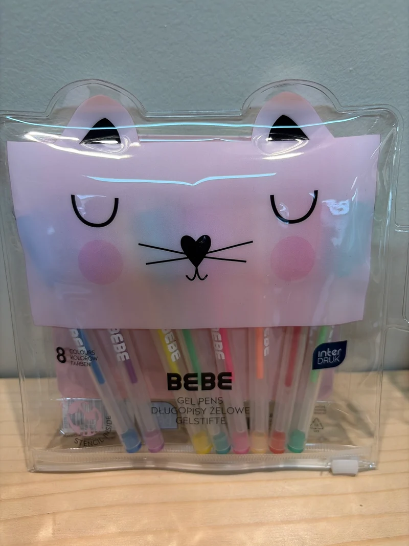 Coffret de 8 stylos gel couleurs + pochoir