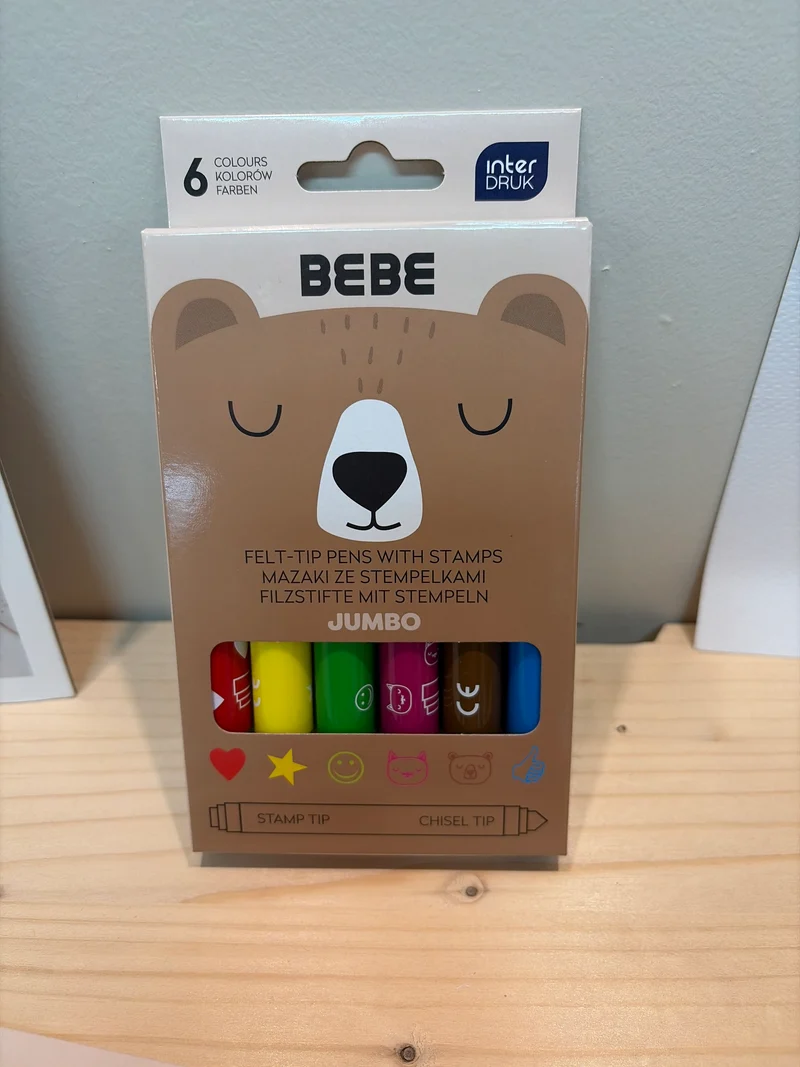 Feutres 6 couleurs avec tampon Jumbo - BEBE Friends