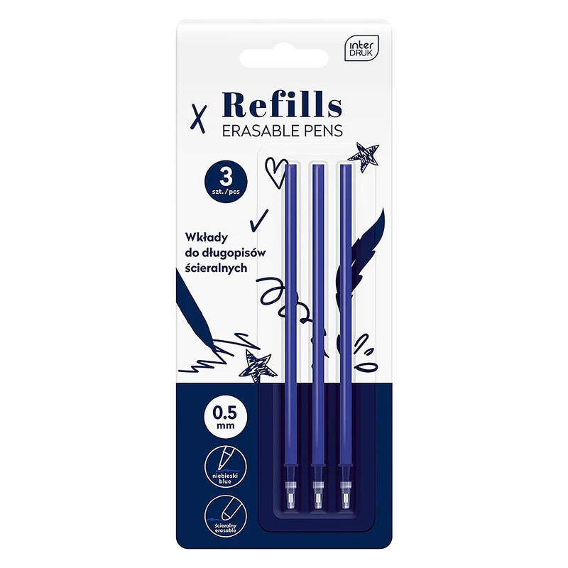 Lot de 3 recharges pour stylos effaçables