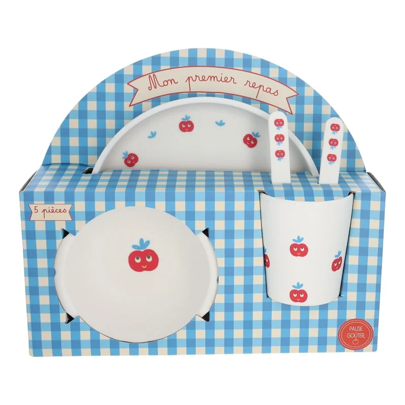 Set Repas Vichy Tomate - Petit Toi