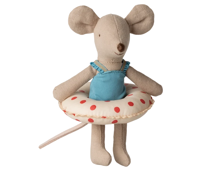 Petite soeur souris de plage avec bouée - Points rouges