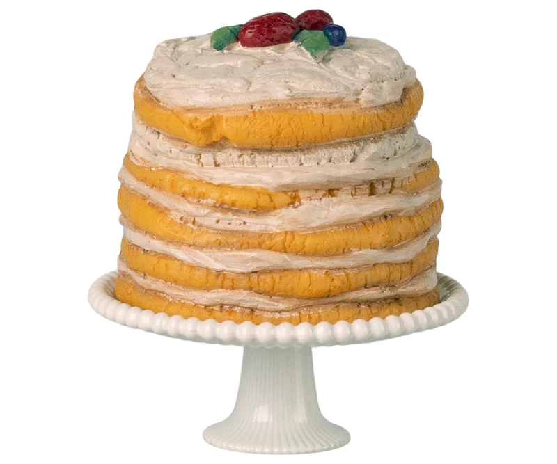 Gâteau de fête et son présentoir - Souris - Blanc cassé
