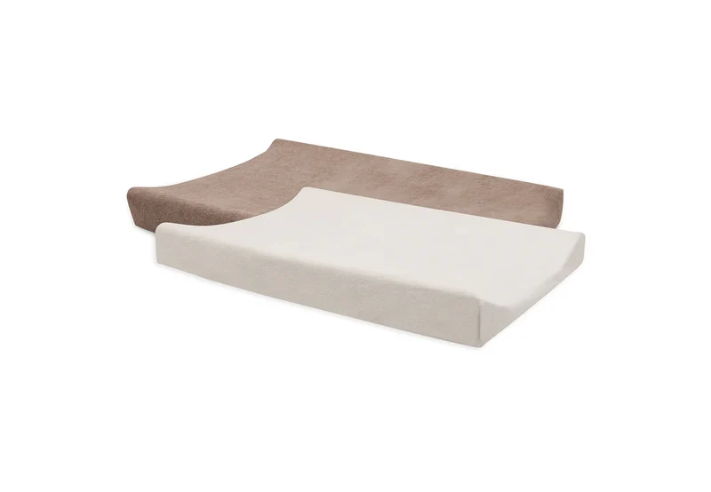Lot de 2 housses matelas à langer éponge 50x70cm - Milky Coffee/Ivory