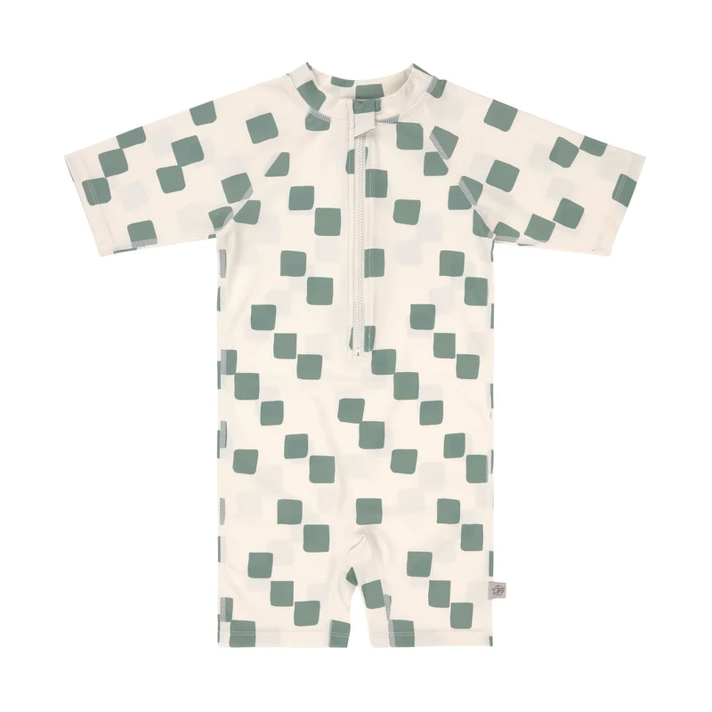 Combinaison de bain manches courtes - Damier vert