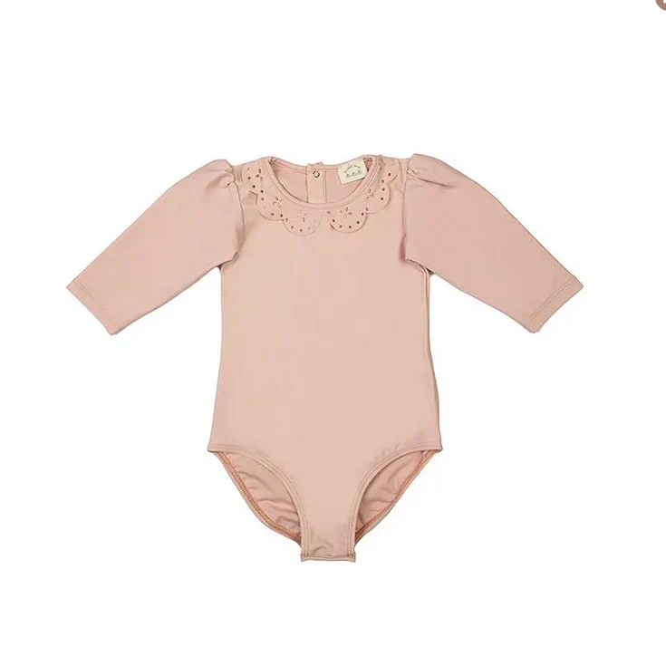Maillot body anti-uv col brodé - Valentine