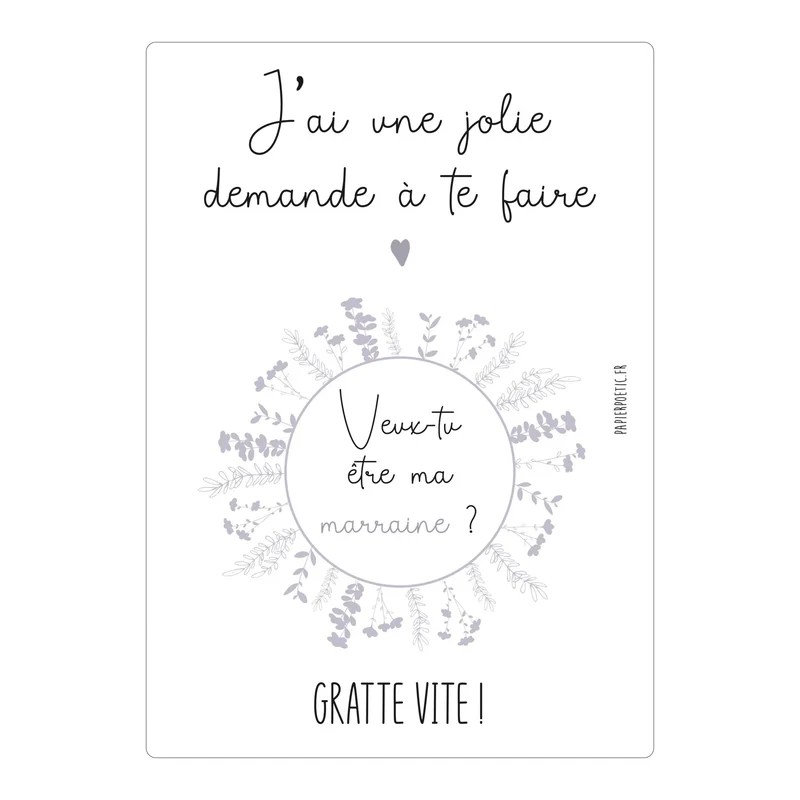 Carte à gratter "Veux-tu être ma marrain?"
