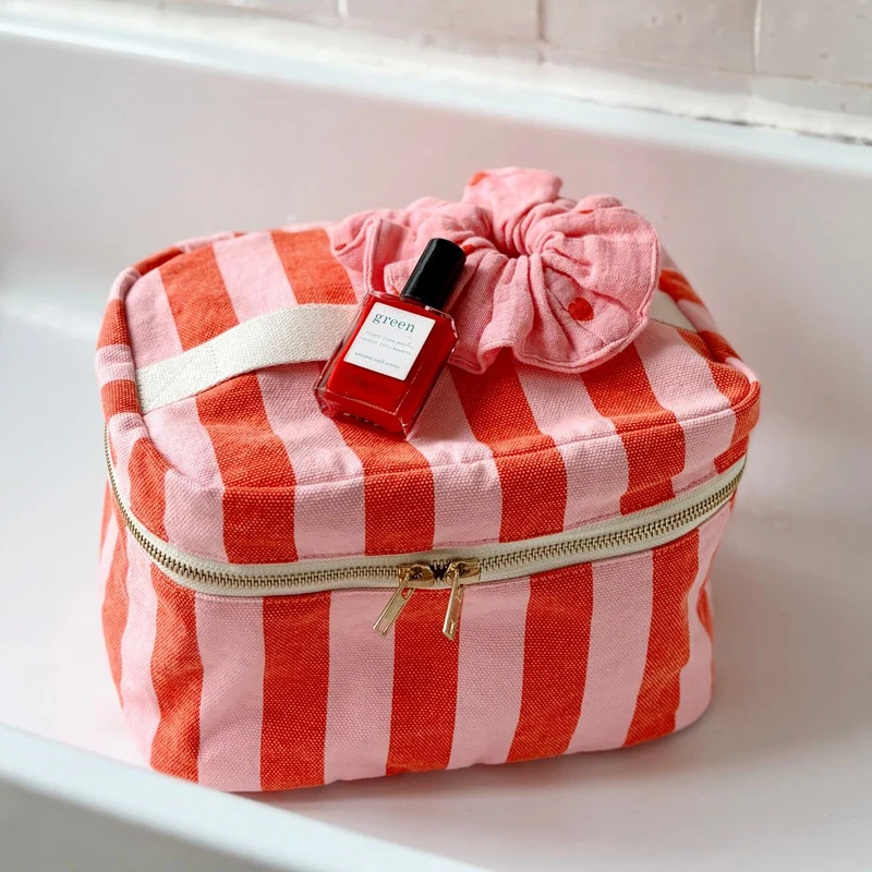 Trousse Vanity Oona Rayures Tomato / Candy - Rose In April