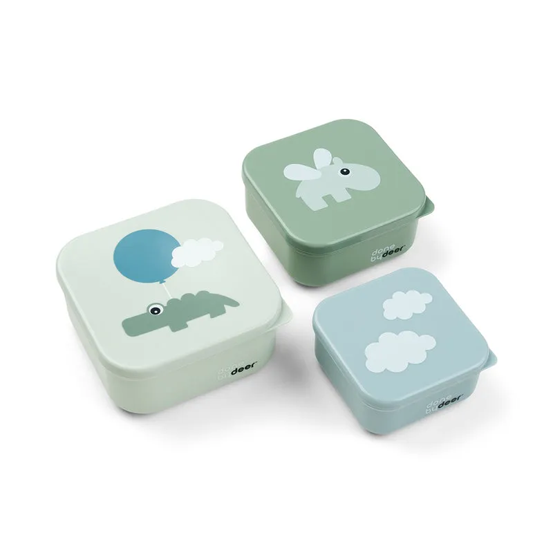 Snack boks sæt 3 stk. - Happy clouds - Grøn