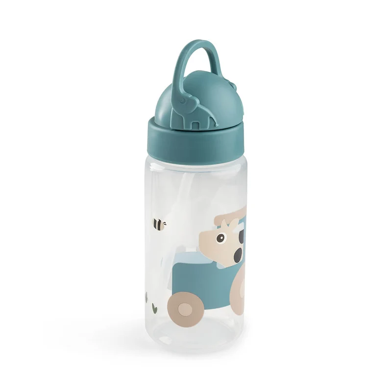 Drikkedunk m/sugerør - Tiny farm - Blå - 350 ml