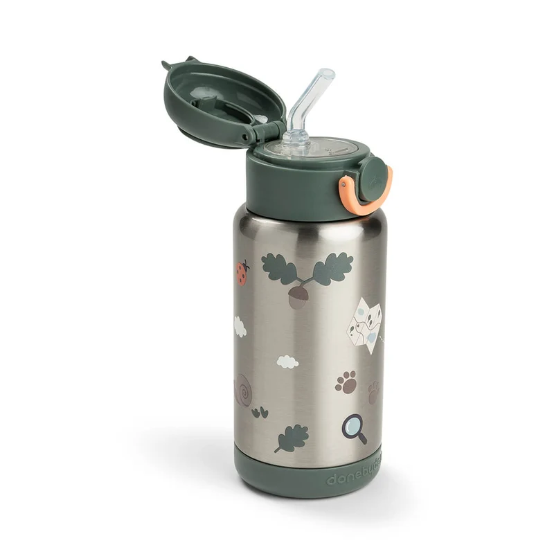 Termoflaske med sugerør – Tiny Trails – Grøn – 340 ml