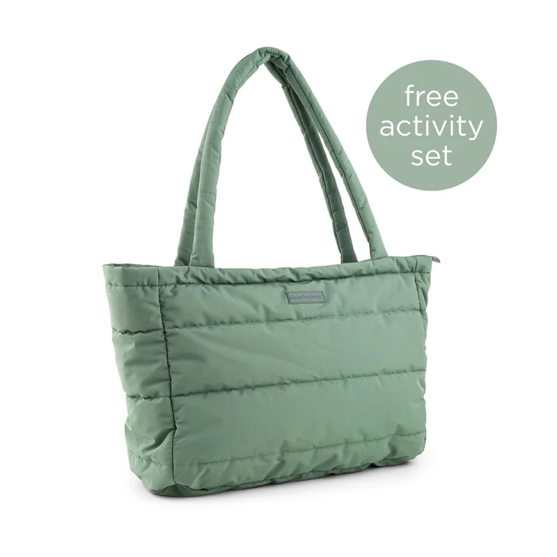 Quiltet pusle tote bag - Grøn