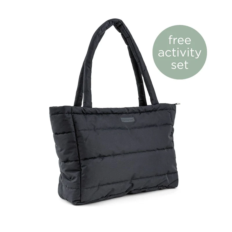 Quiltet pusle tote bag - Sort