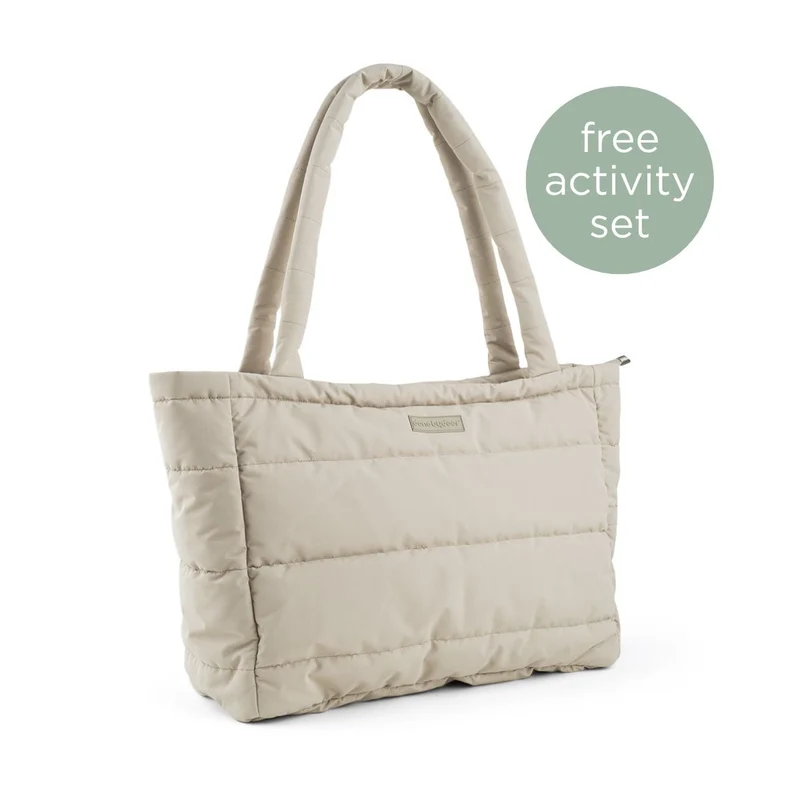 Quiltet pusle tote bag - Sand
