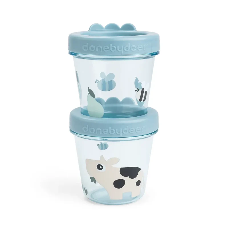 Babymad bøtte 2 stk. - Tiny farm - Blå