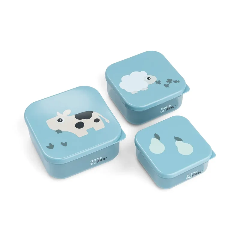 Snack boks sæt 3 stk. - Tiny farm - Blå