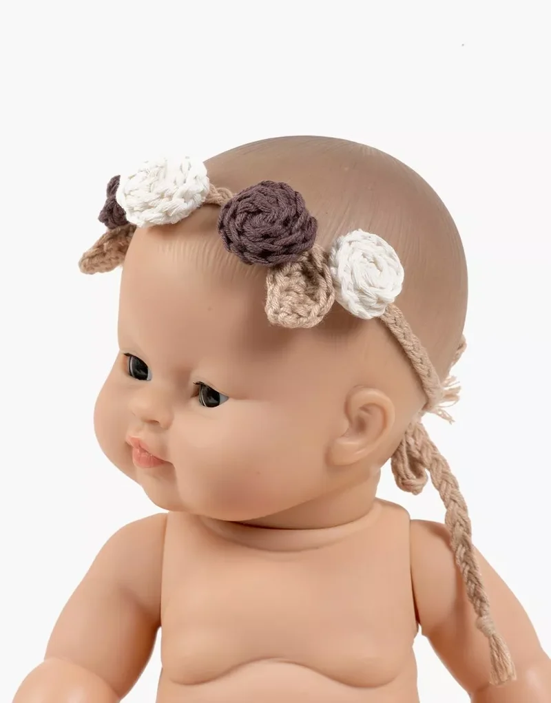 Couronne de fleurs en crochet - Beige