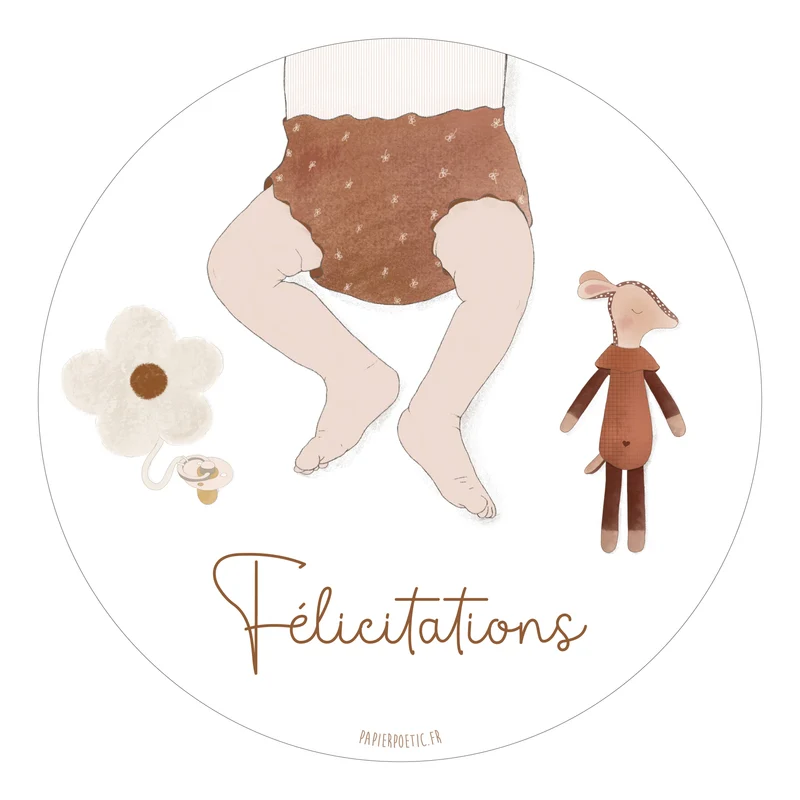 Carte ronde "félicitations fille"