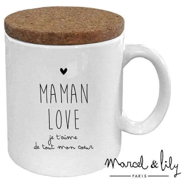 Mug "Maman love" avec son couvercle en liège