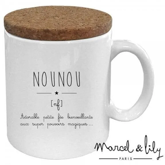 Mug "Définition nounou" avec son couvercle en liège