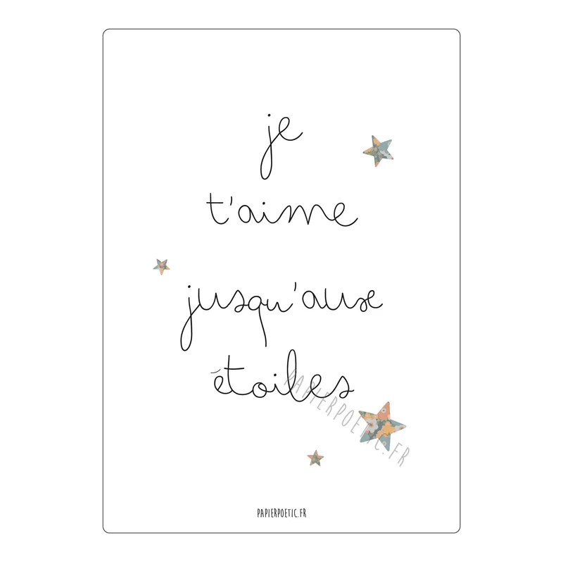 Carte "Je t’aime jusqu'aux étoiles"