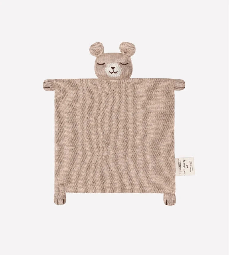 Doudou ourson sable tricote